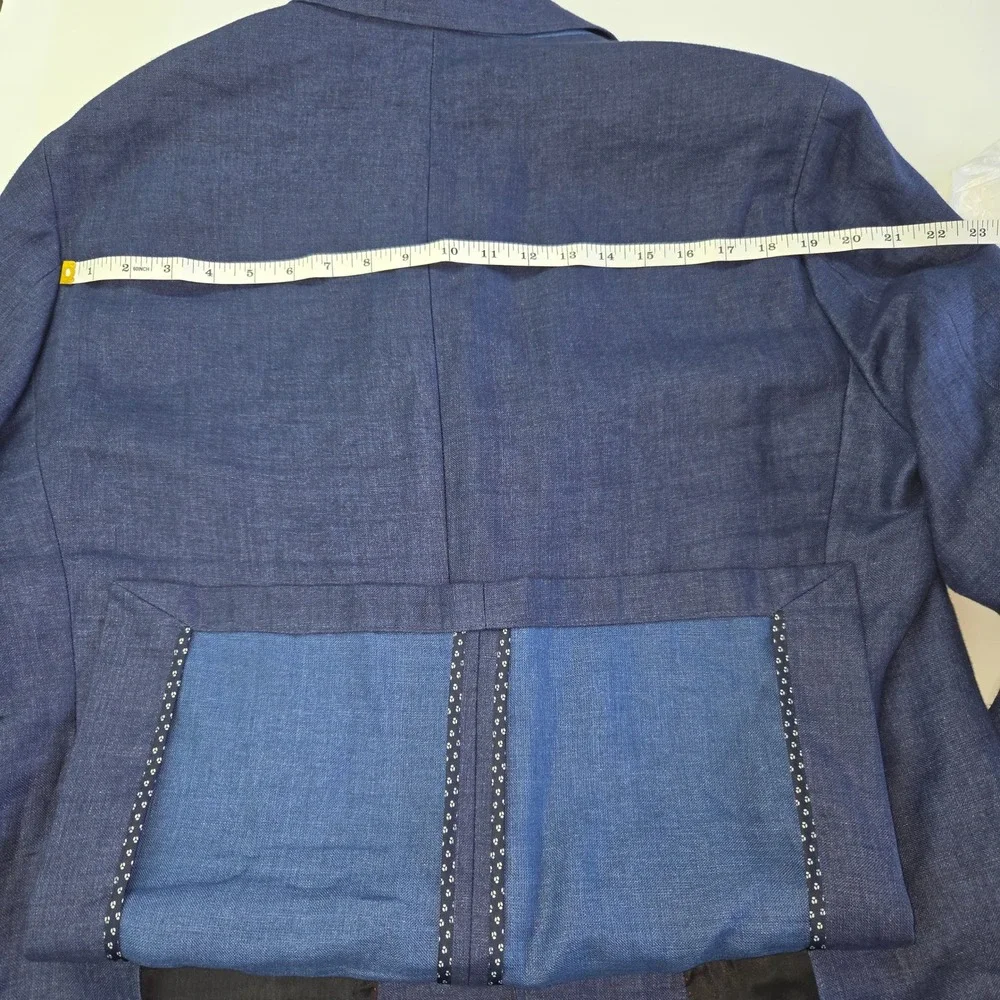 Cremieux Classics Blazer Mens Large Blue Linen Elbow‎ Patches Sport Coat Preppy